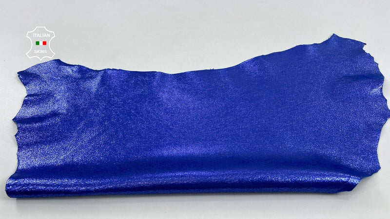 METALLIC BLUE CRACKED Thick Soft Italian Goatskin leather hide 4sqf 1.1mm #C1169