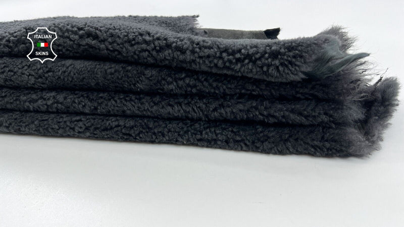 DARK GREY ANTHRACITE SHORT HAIR On sheepskin Shearling Leather fur 22"x39" C1133