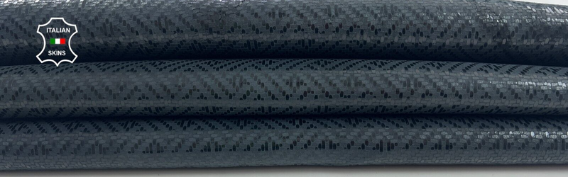 DARK GREY ZIG ZAG SHINY PRINT Thick Italian Goatskin leather 7+sqf 1.3mm #C1888