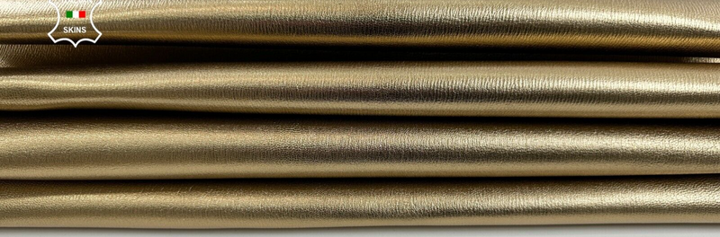 METALLIC OLD GOLD GRAINY ROUGH Strong Goatskin leather 2 skins 9+sqf 1.4mm C2696