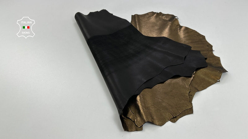 METALLIC BRONZE SHIMMER LAME Italian Goatskin leather 2 skins 7+sqf 0.8mm #C2779