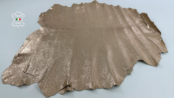 METALLIC LIGHT COPPER CRACKED CRISPY Lambskin leather 2 skins 11+sqf 1.1mm C2619