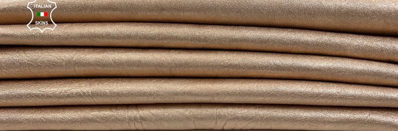 WASHED METALLIC ROSE GOLD ROUGH Thick Goat leather 2 skins 10+sqf 1.6mm #C1173