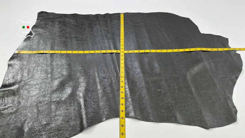 METALLIC GUNMETAL ROUGH Soft Italian Lambskin leather hides 7sqf 0.8mm #C2558