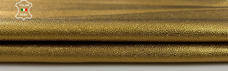 METALLIC BRASS GOLD PEBBLE GRAINY Strong Goatskin leather hides 5sqf 0.8mm C2186