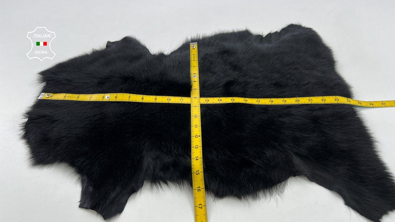 BLACK HAIR ON VINTAGE PLATINUM sheepskin Shearling Leather fur 14"x23" #C1029