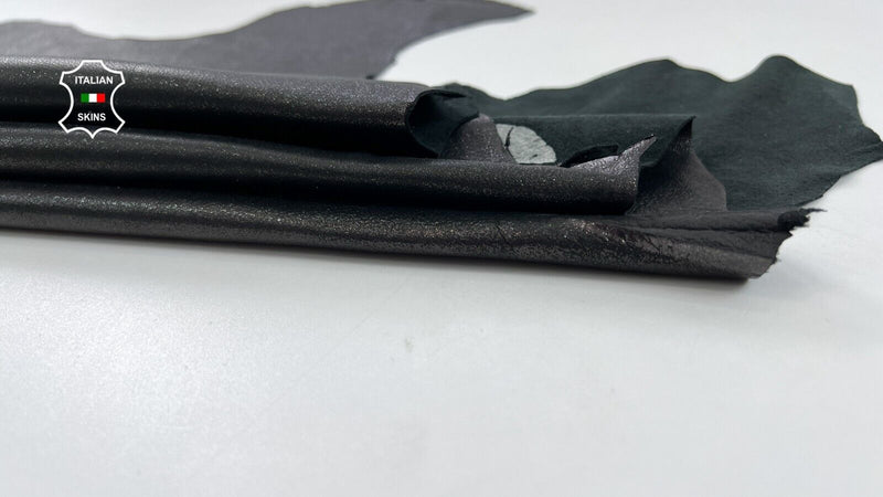 GUNMETAL SHIMMER & SHINY LAME Soft Italian Lambskin leather 5+sqf 0.7mm C1089