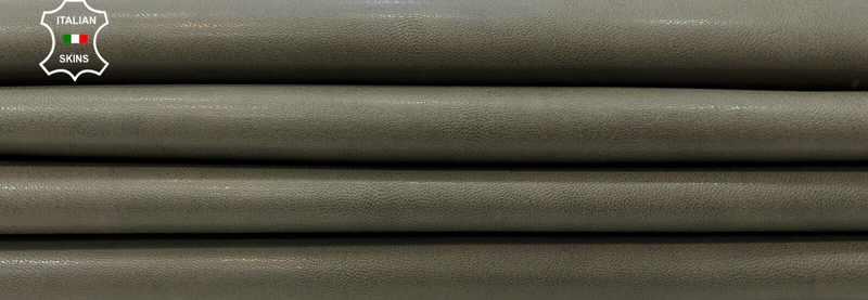 NATURAL KHAKI GREEN Italian Goatskin Goat leather hide 2 skins 11+sqf 0.9mm C251