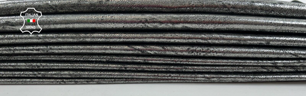 METALLIC SPACE GREY CRACKED ANTIQUED Thin Lamb leather 3 skins 20sqf 0.6mm C1199