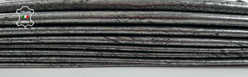 METALLIC SPACE GREY CRACKED ANTIQUED Thin Lamb leather 3 skins 20sqf 0.6mm C1199