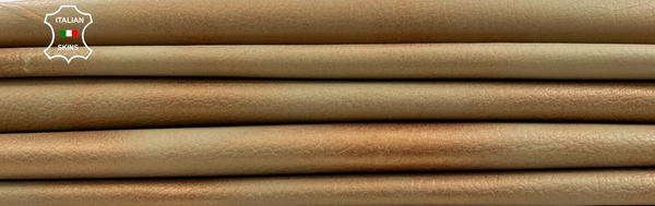 GRAINY BEIGE PEARLIZED COPPER DISTRESSED  Lamb leather 2 skins 11+sqf 0.7mm C952