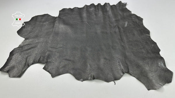 METALLIC GUNMETAL DISTRESSED ROUGH Thick Goatskin leather hides 5sqf 1.1mm C2518