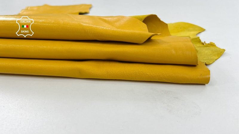 SEMI GLOSS YELLOW Soft Italian Lambskin leather Bookbinding 5sqf 0.7mm #C1260