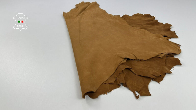 BROWN SUEDE Soft Italian Lambskin Sheep Lamb leather 2 skins 8+sqf 0.9mm #C2274