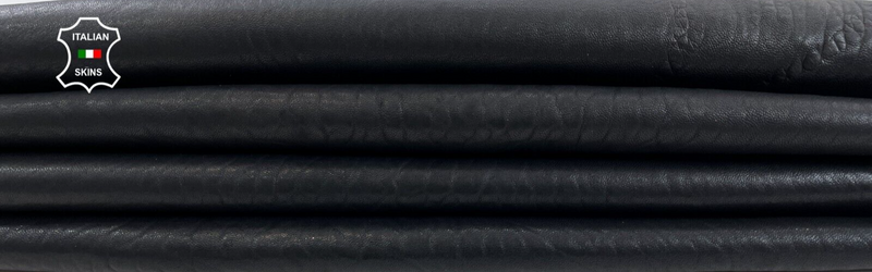 WASHED BLACK VEGETABLE TAN NATURAL GRAINY Lamb leather 2 skins 14sqf 1.4mm C834