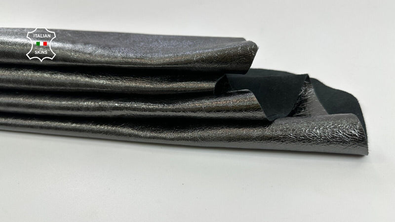 METALLIC GUNMETAL ROUGH Soft Italian Lambskin leather hides 7sqf 0.8mm #C2558