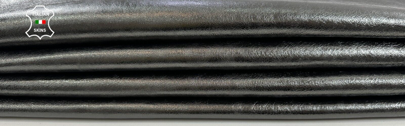 METALLIC GUNMETAL ROUGH Soft Italian Lambskin leather hides 7sqf 0.8mm #C2558