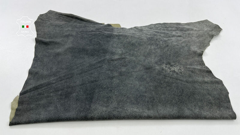 GREY VINTAGE LOOK Thin Soft Italian Lambskin leather skins hides 5sqf 0.6mm C782