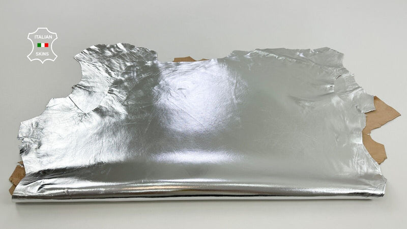 METALLIC SILVER Soft Italian Lambskin leather hides 2 skins 12sqf 0.7mm #C2427