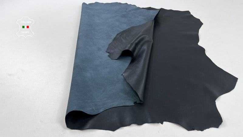 MIDNIGHT DARK BLUE SHINY Soft Italian Lambskin leather hides 10sqf 0.8mm #C1102