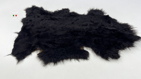 VERY DARK BROWN Hair On Soft Italian sheepskin Lamb shearling fur 15"x30" C1959