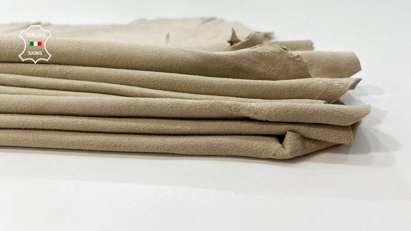 BEIGE SUEDE Thin Soft Italian Lambskin Sheep leather 2 skins 9+sqf 0.6mm #C126