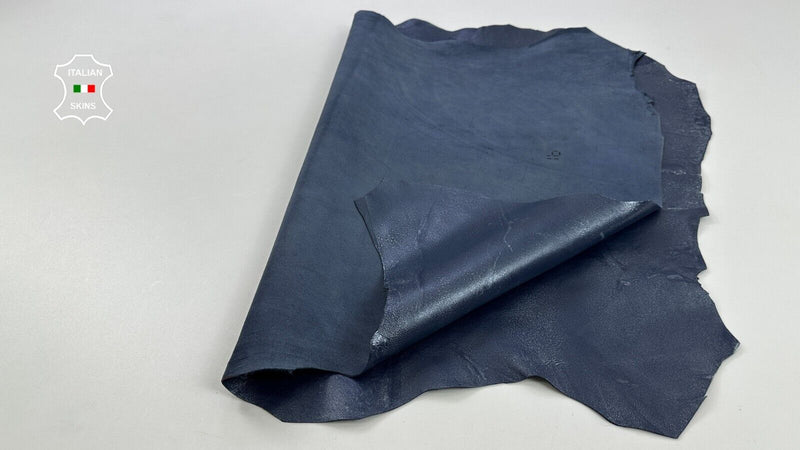 METALLIC SILVER BLUE DISTRESSED Thick Italian Lambskin leather 7sqf 1.1mm C2437