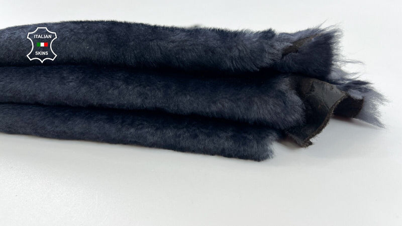 DARK BLUE MIDNIGHT Short HAIR On sheepskin Shearling Leather fur 23"x25" #C1135