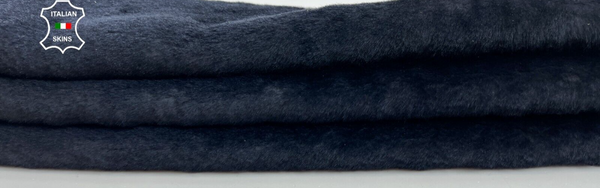 DARK BLUE MIDNIGHT Short HAIR On sheepskin Shearling Leather fur 23"x25" #C1135