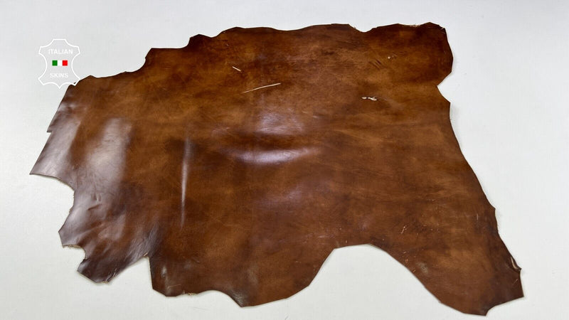 BROWN DISTRESSED VINTAGE LOOK VEGETABLE TAN Strong Goat leather 4sqf 1.0mm C2106