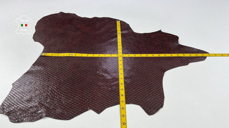 BURGUNDY MAROON PATENT SNAKE PRINT ON Soft Lambskin leather 4sqf 0.9mm #C1953