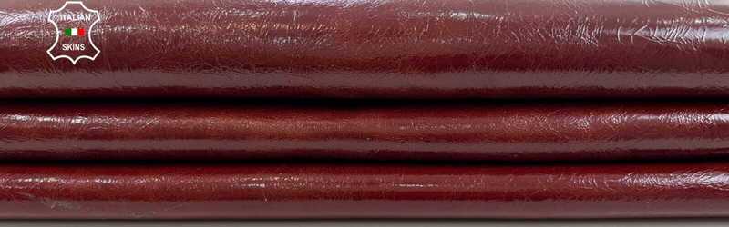 BRIC RED PATRENT SHINY CRINKLE Soft Italian Goatskin leather 7sqf 1.0mm #C1664