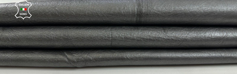 GREY PEARLIZED CRINKLED Soft Italian Lambskin leather hides 4+sqf 0.8mm C2218