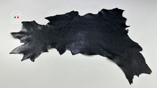 BLACK COATED SHINY ROUGH Italian Goatskin leather hides skins 3sqf 1.0mm #C2180