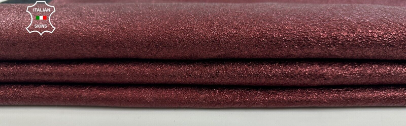 METALLIC WINE BURGUNDY WASHED ROUGH Soft Lambskin leather hide 5+sqf 0.9mm C2620