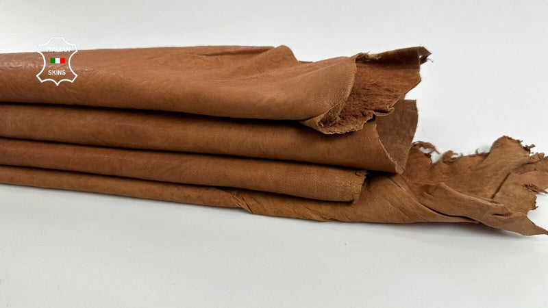 WASHED BROWN WRINKLED VEGETABLE TAN VINTAGE LOOK Lamb leather 6+sqf 1.1mm C2805