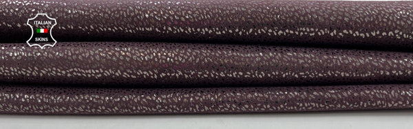 EGGPLANT MAUVE SILVER PRINT Thick Goatskin Goat leather hides 3sqf 1.1mm #C1093