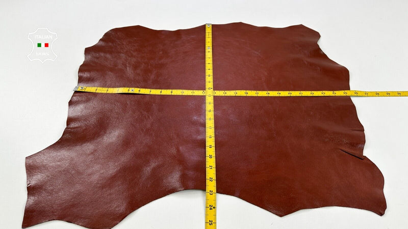 TERRACOTTA BROWN COATED SHINY ROUGH Thick Strong Goat Leather 4+sqf 1.2mm #C2403