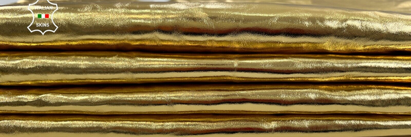 CRINKLE METALLIC GOLD Italian Lambskin Sheep leather 2 skins 12sqf 0.7mm #C1272