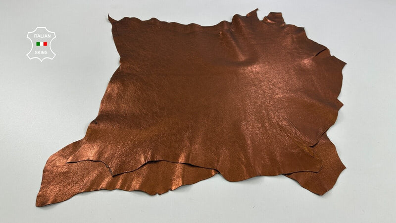 METALLIC ANTIQUED COPPER ROUGH CRINKLED Goat leather 2 skins 6sqf 0.8mm #C2694