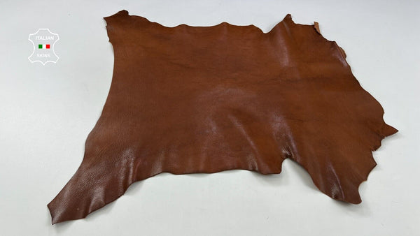 COGNAC BROWN ROUGH VEGETABLE TAN Thick Italian Goatskin leather 4sqf 1.7mm C2131