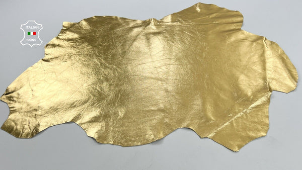 METALLIC GOLD Soft Italian Lambskin Sheep Lamb leather hides 6+sqf  0.9mm #C1518