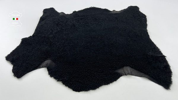 BLACK SHORT Hair On BLACK DOUBLE SIDE USE sheepskin shearling fur 26"X28" #C538