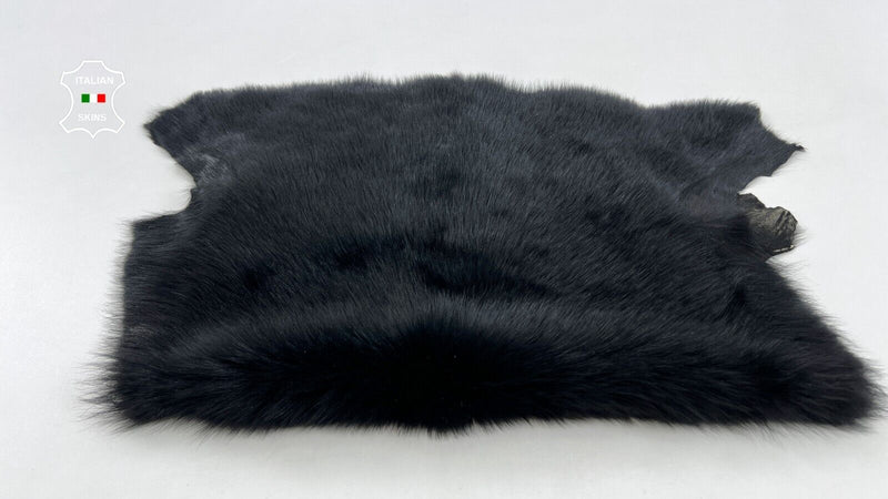 BLACK HAIR ON VINTAGE PLATINUM sheepskin Shearling Leather fur 14"x23" #C1029