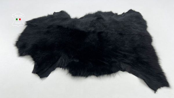 BLACK HAIR ON VINTAGE PLATINUM sheepskin Shearling Leather fur 14"x23" #C1029