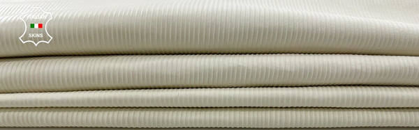 UNDYED WHITE LINES TEXTURED EMBOSSED PRINT Lamb leather 2 skins 14sqf 0.7mm C527