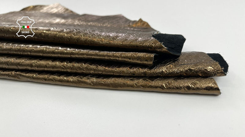 METALLIC BRONZE TEXTURED Soft Italian Lambskin leather hides 6sqf 0.7mm #C2364