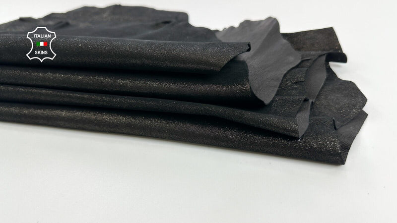 BLACK SHIMMER & SHINE PRINT ON Thick Goatskin leather 2 skins 5sqf 1.1mm #C2479