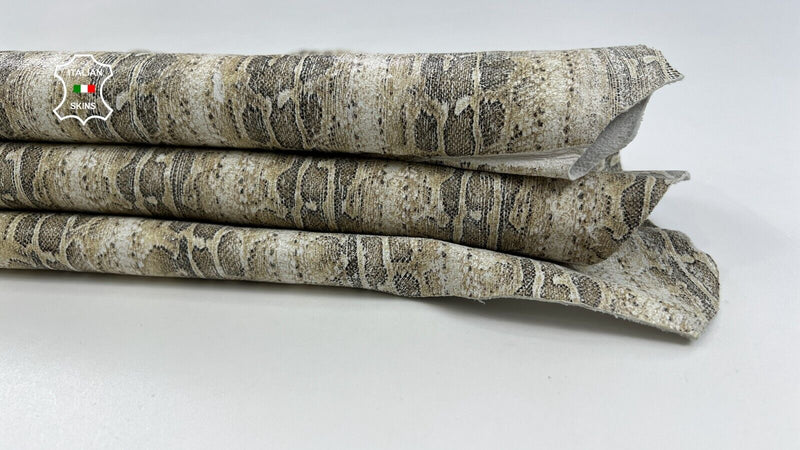 BEIGE PYTHON PRINT Thick Italian Goatskin Goat leather hides 5+sqf 1.1mm #C1922