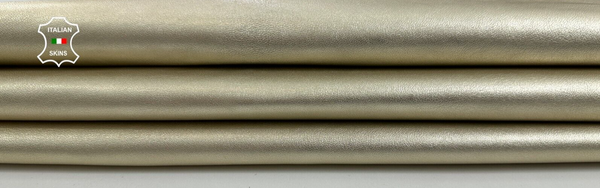 METALLIC LIGHT GOLD SMOOTH Thick Italian Metis Lambskin leather 5sqf 1.1mm C2331